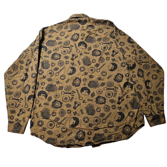 HARLEY-DAVIDSON Shirt Men's XL Graphic Print 100% Cotton Button Down Long Sleeve - Picture 3 of 7